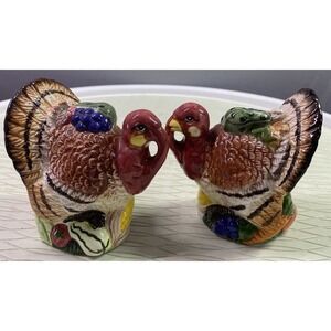 Vintage 1999 Turkey Tapered Jay Imports Thanksgiving Fall Ceramic S&P Shakers